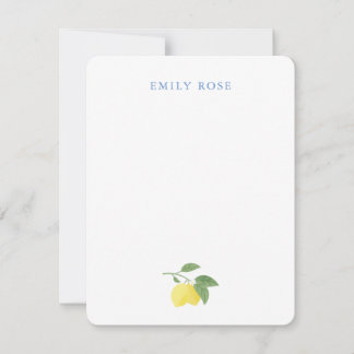 Personalized Lemon Flat Note Card