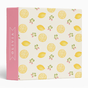 Personalized Lemon Floral Summer Custom Name 3 Ring Binder