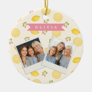 Personalized Lemon Floral Summer Custom Name Ceramic Ornament