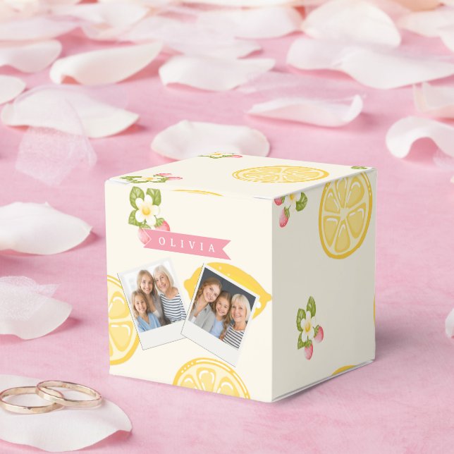 Personalized Lemon Floral Summer Custom Name Favor Boxes (Wedding)