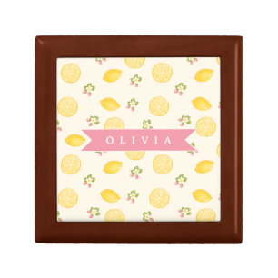 Personalized Lemon Floral Summer Custom Name Gift Box