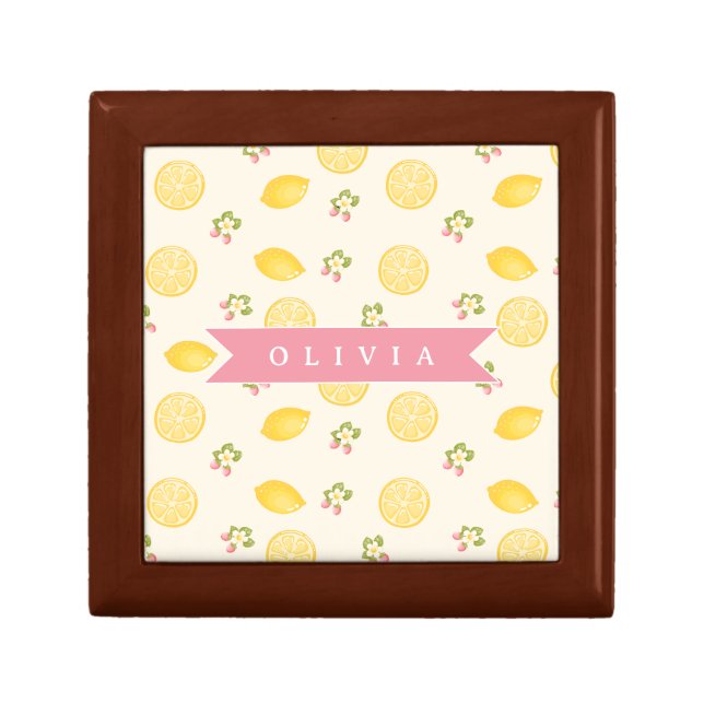 Personalized Lemon Floral Summer Custom Name Gift Box (Front)