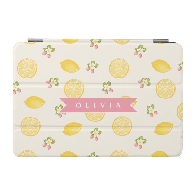 Personalized Lemon Floral Summer Custom Name iPad Mini Cover (Horizontal)