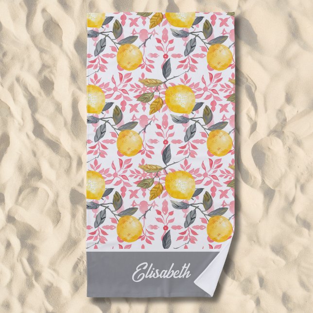 Personalized Lemon Fruit Beach Towel (Creator Uploaded)