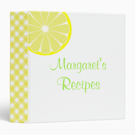Personalized Lemon Gingham Recipe Binder