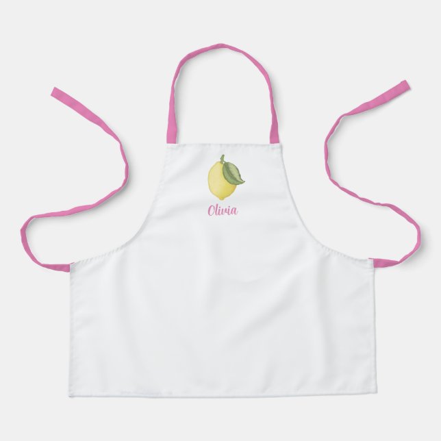 Personalized Lemon Kitchen Apron – Pink  (Front)