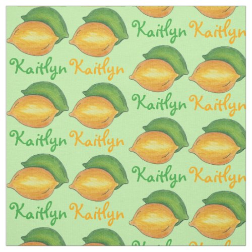 Personalized Lemon Lime Fruit Green Yellow Citrus Fabric