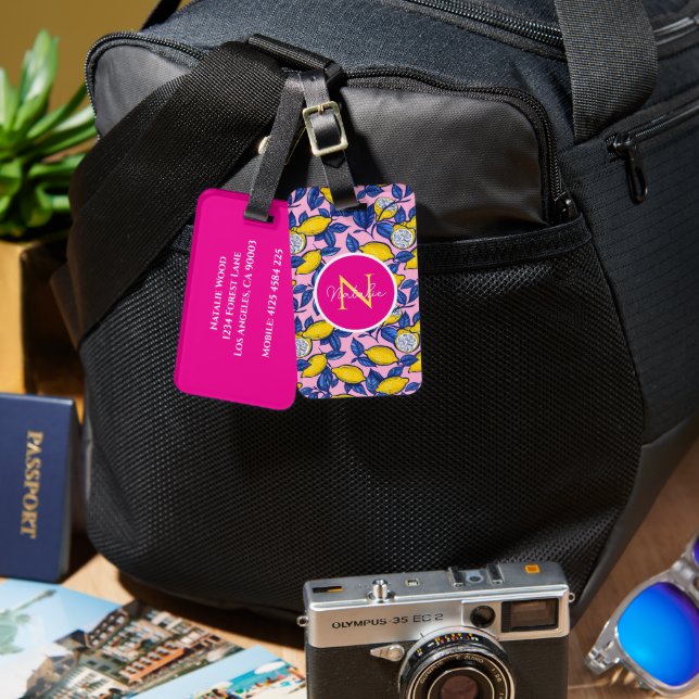 Personalized Lemon Luggage Tag  (Front & Back)