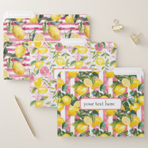 Personalized Lemon Pattern File Folder