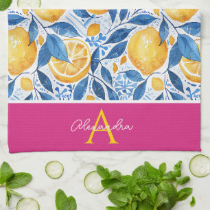Personalized Lemon Pattern Kitchen Towel