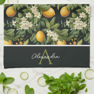 Personalized Lemon Pattern Kitchen Towel