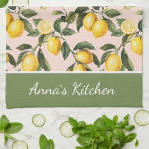 Personalized Lemon Pattern Kitchen Towel