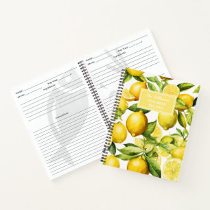 Personalized Lemon Recipe Notebook