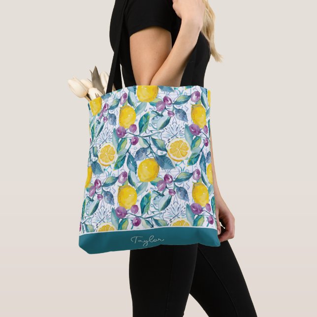 Personalized Lemon Tote Bag (Close Up)