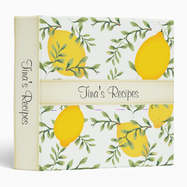 Personalized Lemon Tree Recipe 3 Ring Binder (Front/Spine)