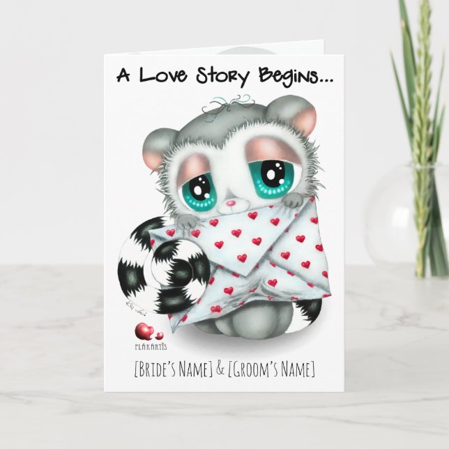 Personalized Lemur Wedding Invitation - Hand-Drawn (Front)
