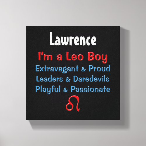 Personalized Leo Boy Zodiac Canvas Print