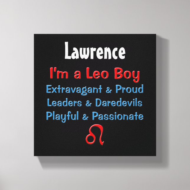 Personalized Leo Boy Zodiac Canvas Print (Front)