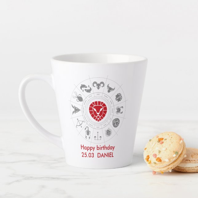 Personalized Leo Zodiac Birthday Gift Latte Mug (In Situ)