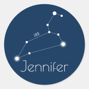 Personalized Leo Zodiac Constellation Classic Round Sticker