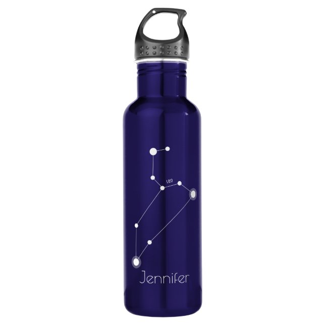 Personalized Leo Zodiac Constellation Stainless Steel Water Bottle (Front)