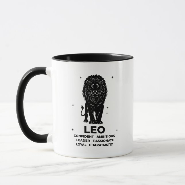 Personalized Leo Zodiac sign Name and traits Mug (Left)