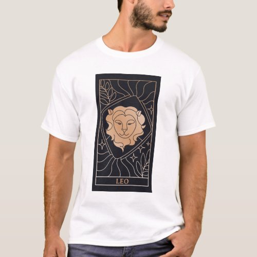 Personalized Leo Zodiac Sign Tarot Vintage Art  T_Shirt