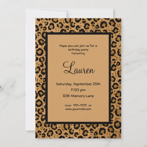 Personalized Leopard 21st Birthday Invitation