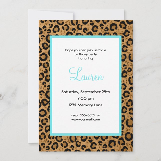 Personalized Leopard 30th Birthday Invitation (Front)