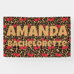 Personalized Leopard Cherries Bachelorette Party Banner