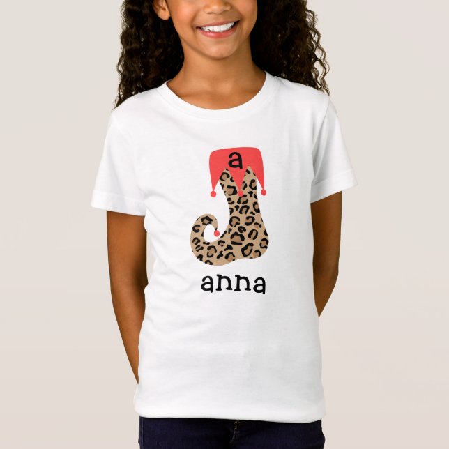 Personalized Leopard Christmas Stocking T Shirt (Front)
