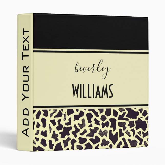 Personalized Leopard Cream Binder (Front/Spine)
