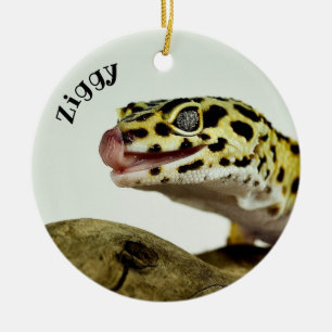 Personalized Leopard Gecko Lizard Ceramic Ornament