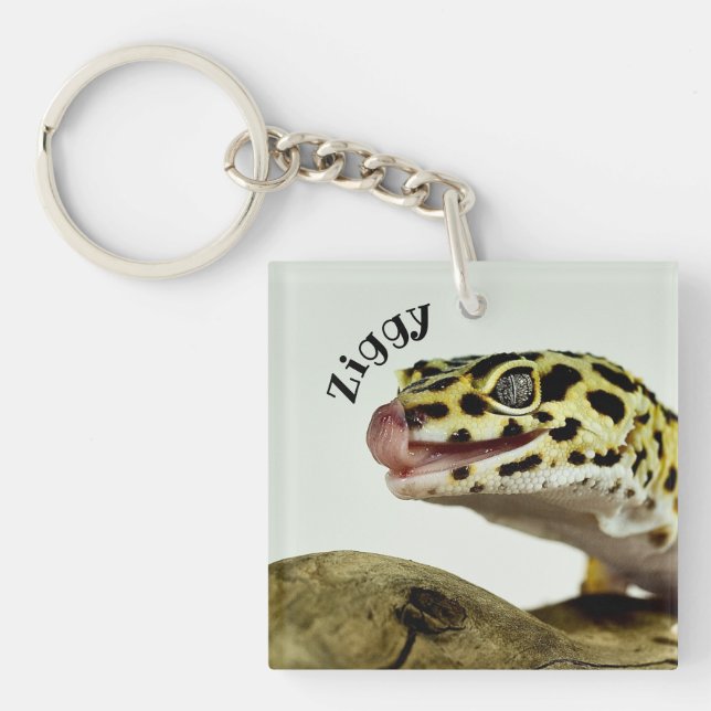 Personalized Leopard Gecko Lizard Keychain (Front)