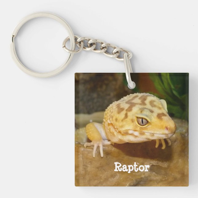 Personalized Leopard Gecko Lizard  Keychain (Front)