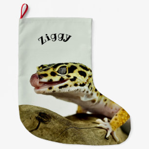 Personalized Leopard Gecko Lizard Large Christmas Stocking
