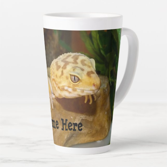 Personalized Leopard Gecko Lizard Latte Mug (Right Angle)