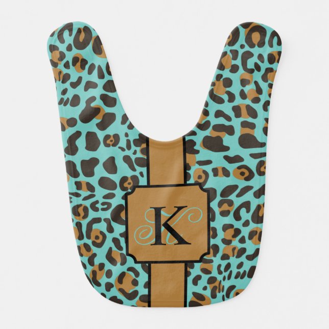 Personalized Leopard Jaguar Animal Print Pattern Baby Bib (Front)
