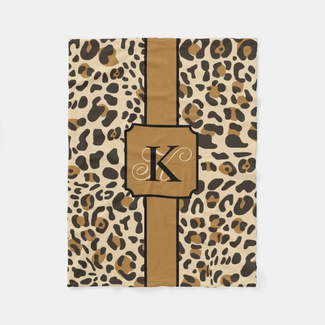 Personalized Leopard Jaguar Animal Print Pattern Fleece Blanket (Front)