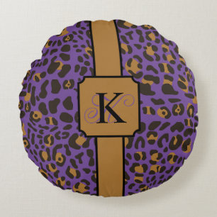 Personalized Leopard Jaguar Animal Print Pattern Round Pillow