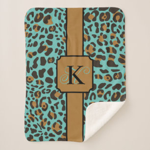 Personalized Leopard Jaguar Animal Print Pattern Sherpa Blanket
