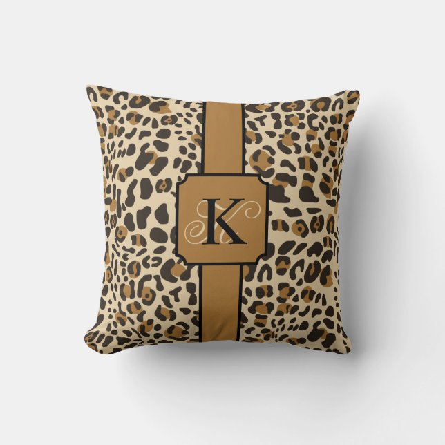 Personalized Leopard Jaguar Animal Print Pattern Throw Pillow (Front)
