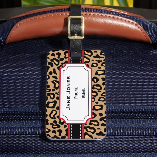 Personalized Leopard Luggage Tag (Front Insitu 2)