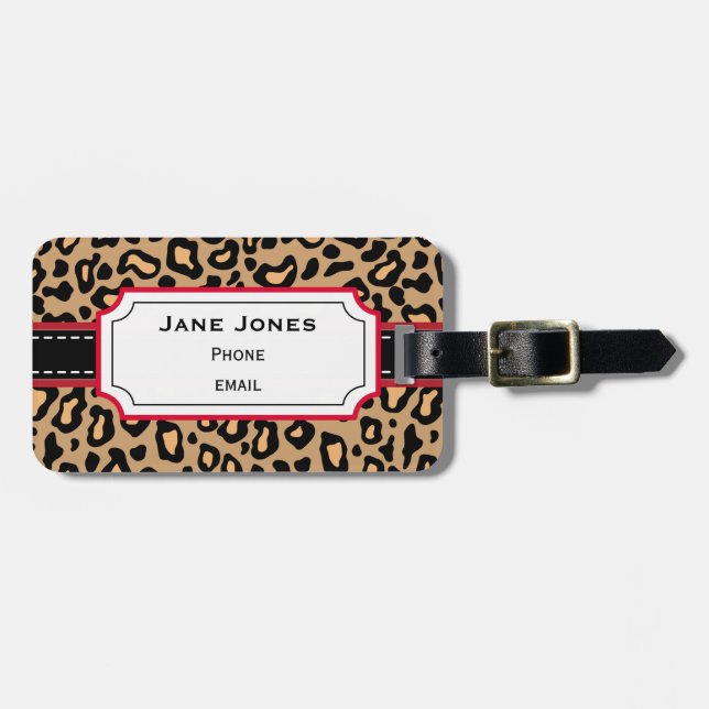 Personalized Leopard Luggage Tag (Front Horizontal)