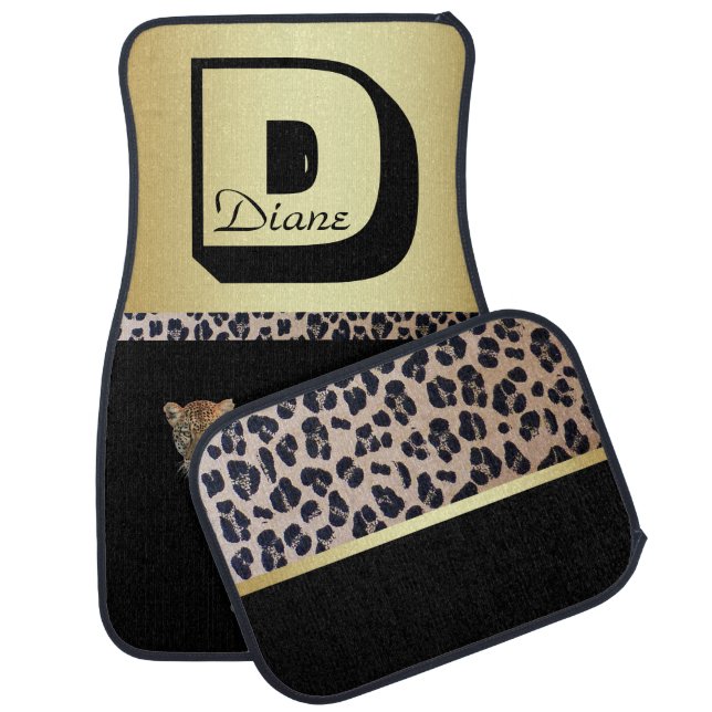 Personalized Leopard Pattern Car Floor Mat (Set)