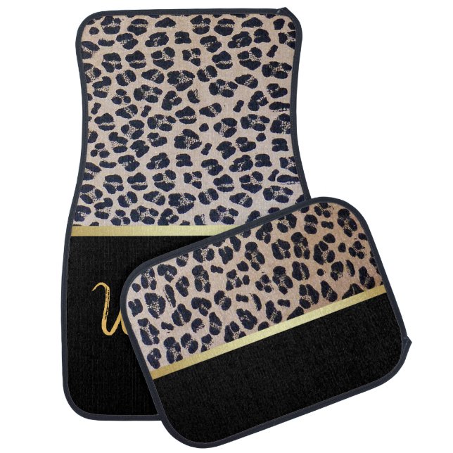 Personalized Leopard Pattern Car Floor Mat (Set)
