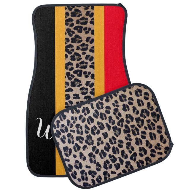 Personalized Leopard Pattern Car Floor Mat (Set)
