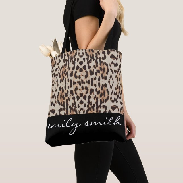 Personalized Leopard Pattern Tote Bag (Close Up)