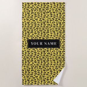Personalized leopard pattern wild animal print beach towel