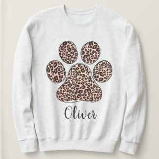 Personalized Leopard Paw Print White Sweatshirt